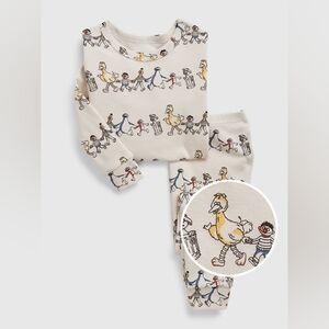 NWT 5Y babyGap Gap Baby Sesame Street 100% Organic Cotton PJ Set Birch Beige